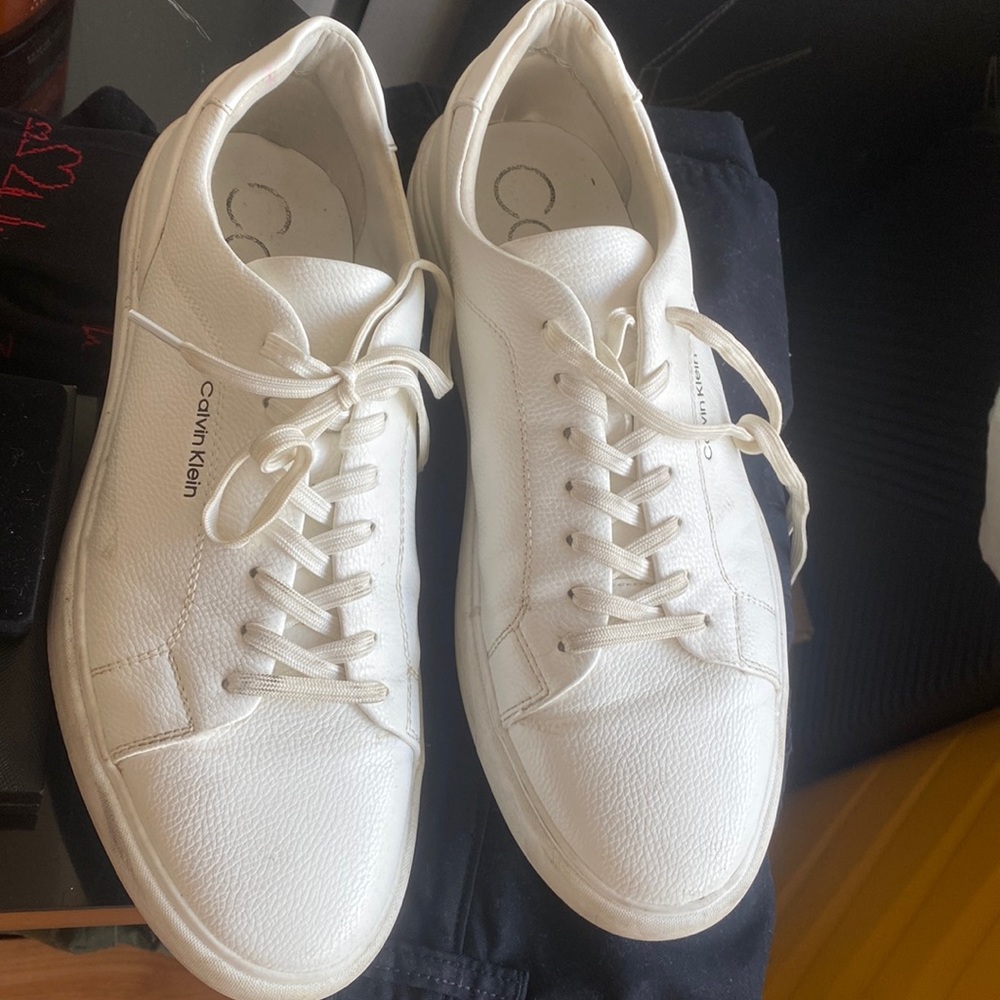 Calvin Klein leather sneakers.